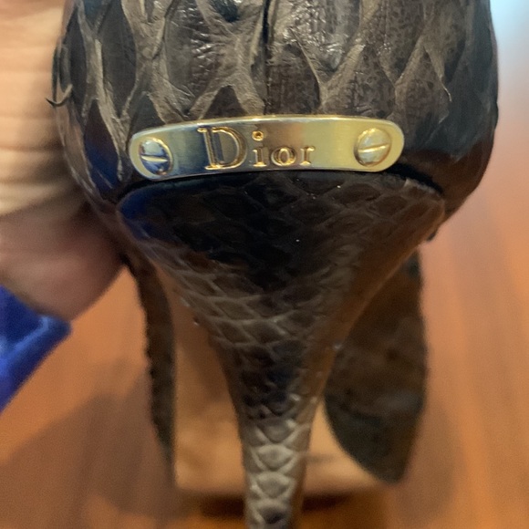 Christian Dior python peep toe heels in rich chocolate brown color - Picture 7 of 8